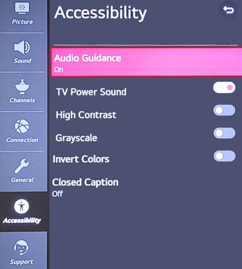 Choosing Audio Guidance Option to Turn Off Voice on LG TV?