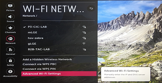 Advanced Wi-Fi Network Settings