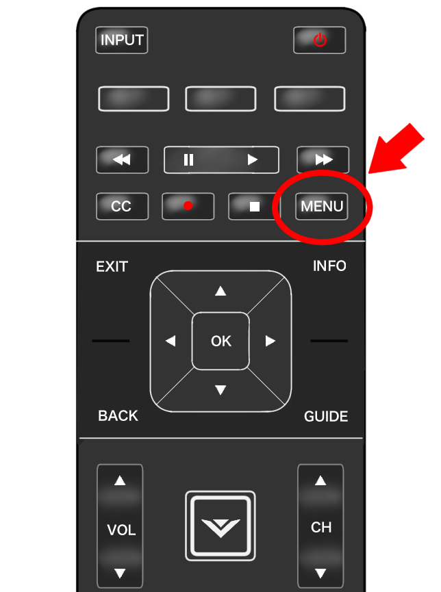 Select Menu to turn off zoom on Vizio TV