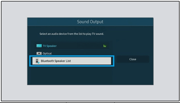 Select Bluetooth Speaker list under Sound Output