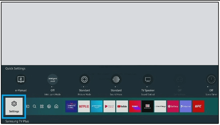 Select Settings to connect Wireless Headphones to Samsung TV