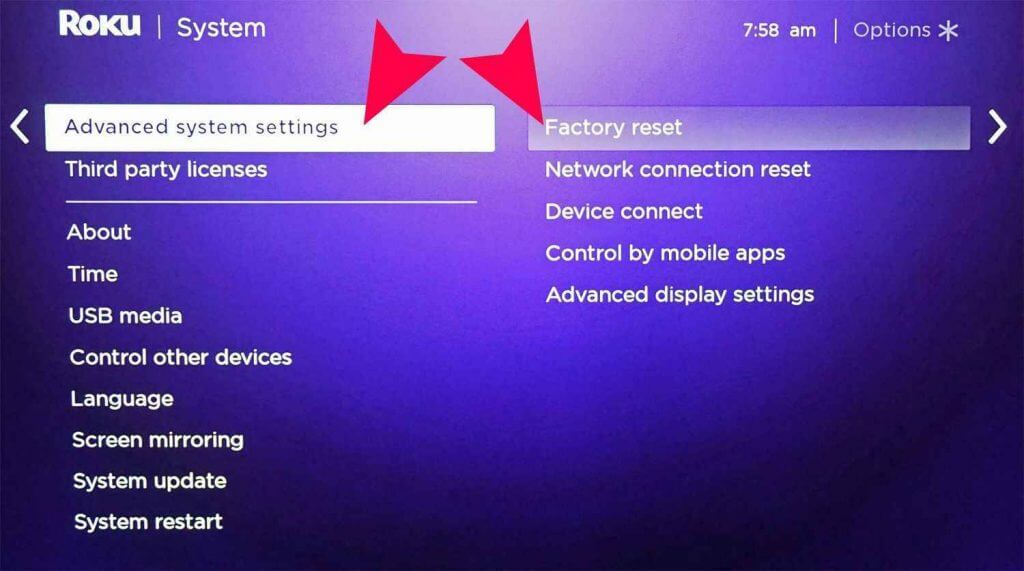 factory reset the tv if airplay not working