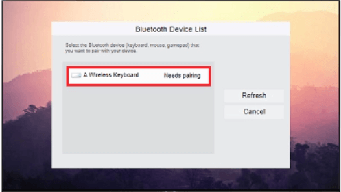 tap a wireless keyboard to connect bluetooth devices on samsung tv 