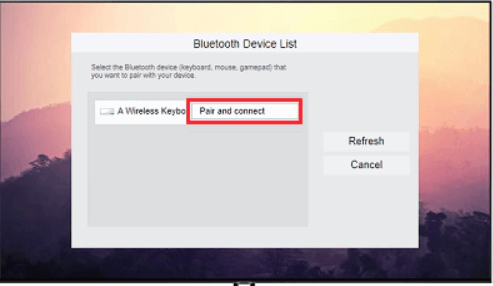 tap pair and connect option to connect bluetooth devices on samsung tv 