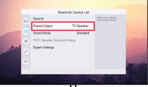 tap sound output to connect bluetooth devices on samsung tv 