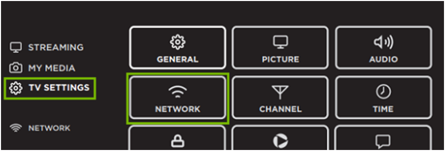 Choose Settings of your TV and choose Network