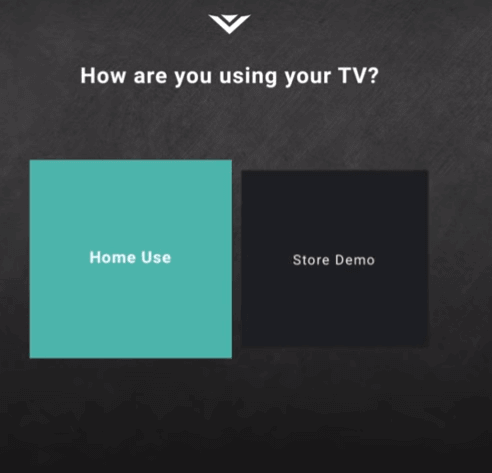 tap home use to setup your vizio tv 