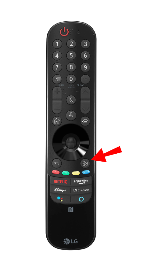 Settings button on the remote