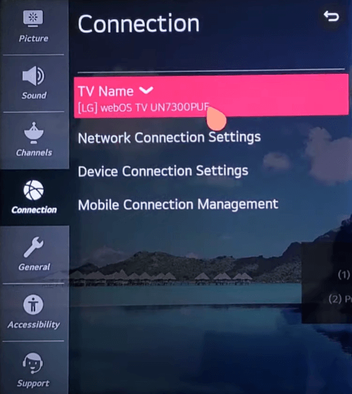 Select Device Connection Settings