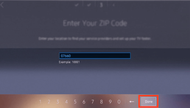 enter the zip code to connect cable box to samsung smart tv
