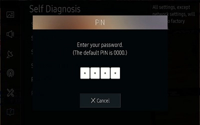 Enter PIN to reset the Samsung TV