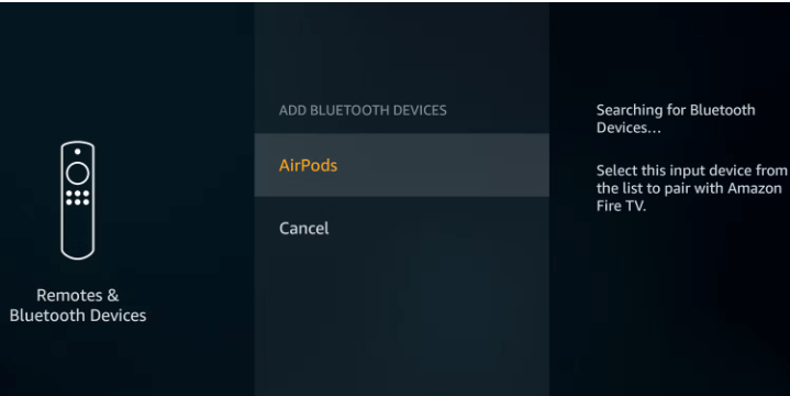 Select the Airpods name to Connect AirPods to Fire TV