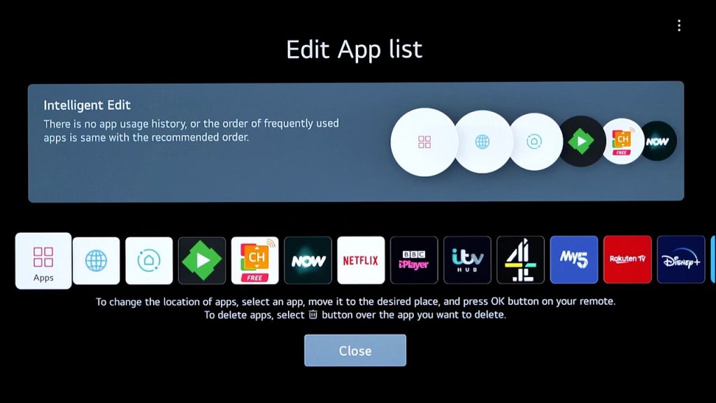 Apps List on LG TV