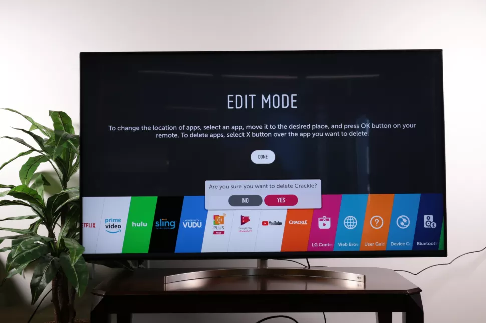 Click Yes to delete the app on LG TV