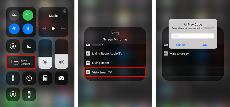 Connect iPhone to Vizio TV by using Screen Mirroring.