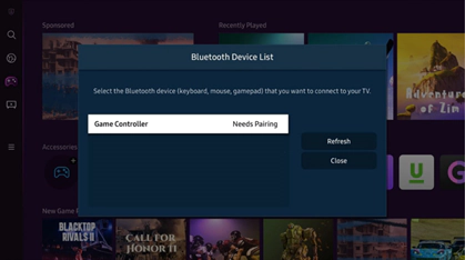 Connect gaming controller to Samsung TV