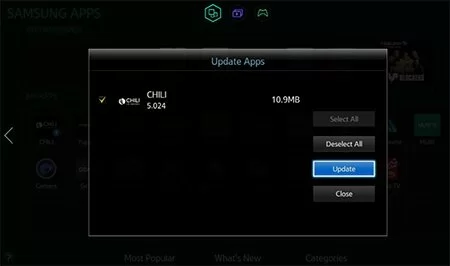 Update apps on Samsung Smart TV