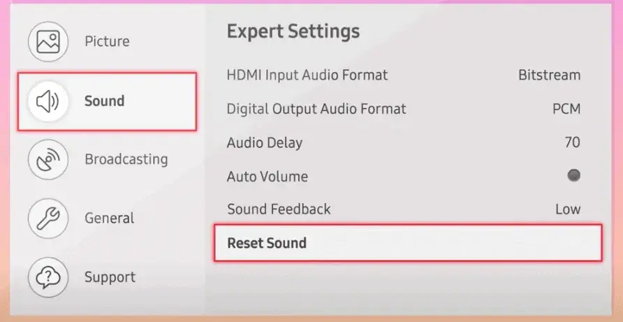 Select Sound and Reset Sound
