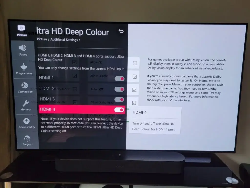 Turn on HDMI Ultra Deep Colour