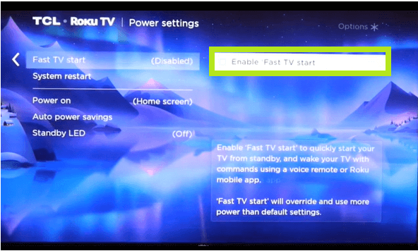 Enable Fast TV Start on your Roku TV