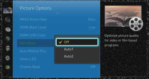 Choose Auto 1 or Auto 2 to enable Filmmaker mode on Samsung TV
