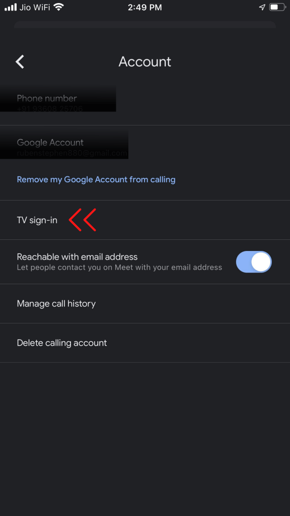 Select TV Sign in to open Google Duo on Samsung TV