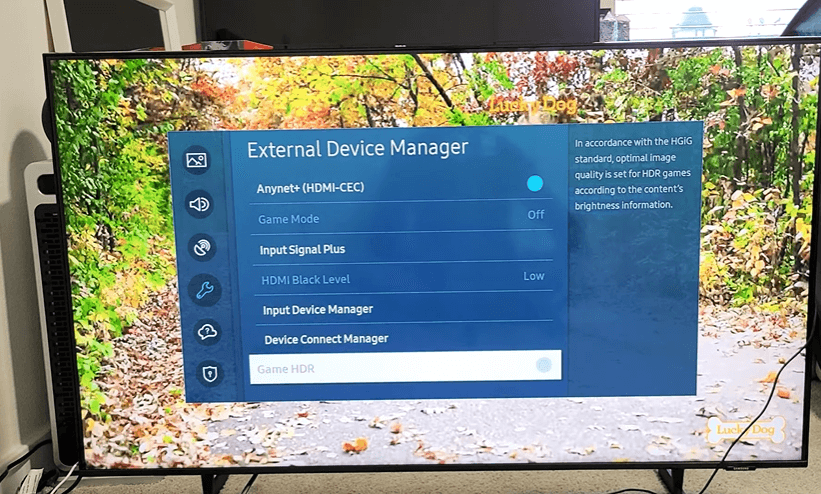 Toggle On Game HDR on Samsung TV