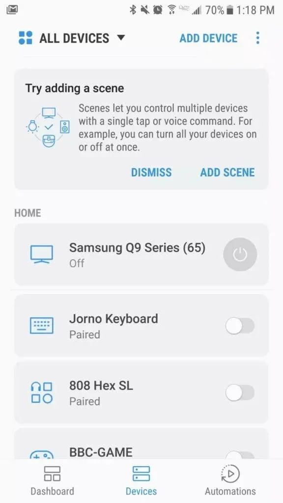 Add Device on Samsung SmartThings app