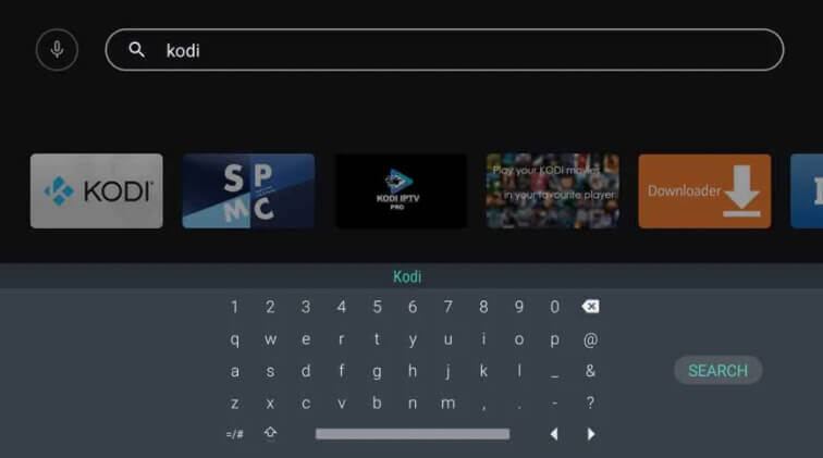 Type Kodi using on screen keyboard