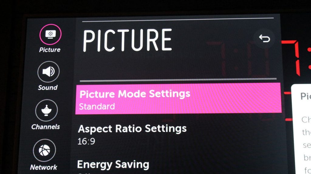 Navigate to Picture Mode Settings to fix dim screen