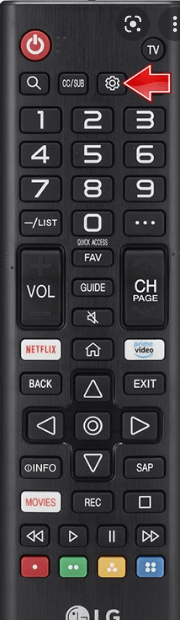 Press Settings button on LG TV remote