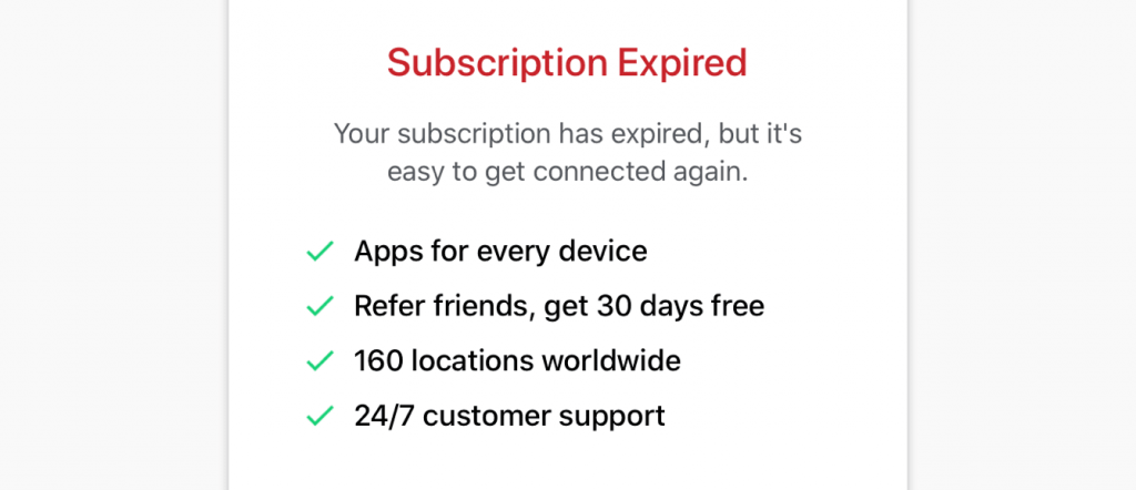Expired network subscription