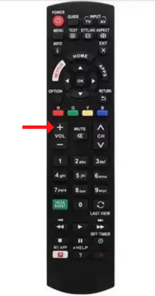 Press Volume Up button for Panasonic TV remote codes