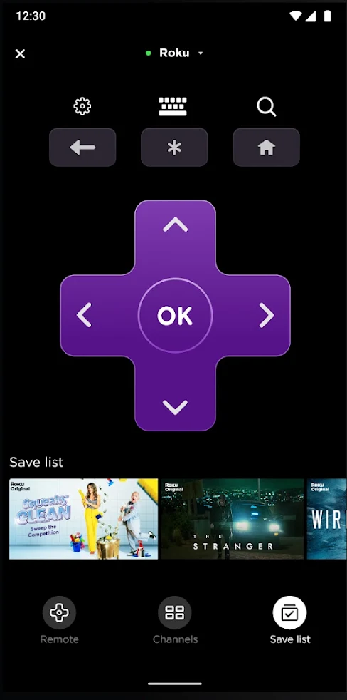 Remote layout for Philips Roku TV