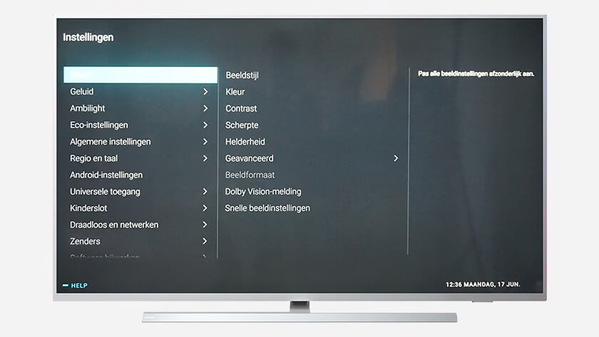 Select Picture style on Philips Tv settings