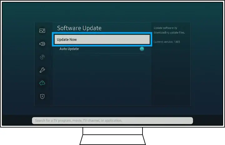 Click Update Now on your Samsung TV