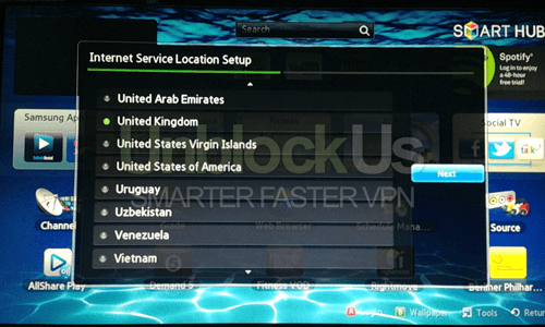 Select one from Internet Location Setup to change Smart Hub location