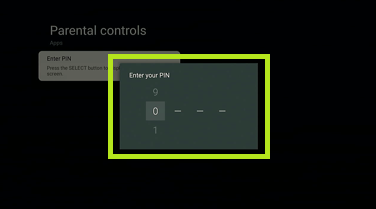 enter the PIN to enable Parental Control on Sony Smart TV