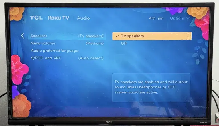 Enable TV speakers to solve no sound error on TCL TV