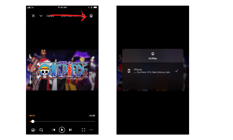 Click the AirPlay icon and search for Samsung TV