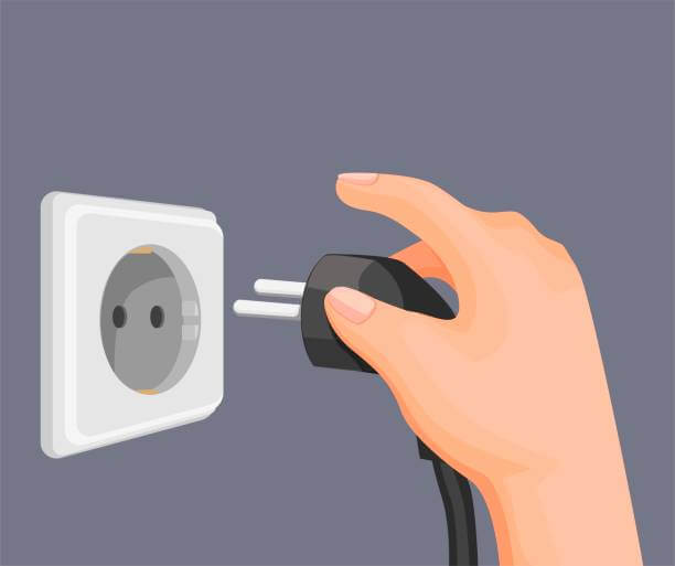 Unplug power cable from wall outlet