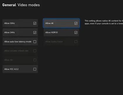  select Allow 4K and Allow HDR check box