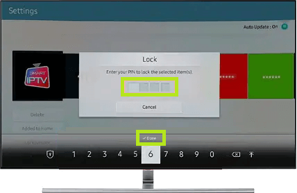 Enter the TV's PIN to lock apps on your Samsung smart TV. 