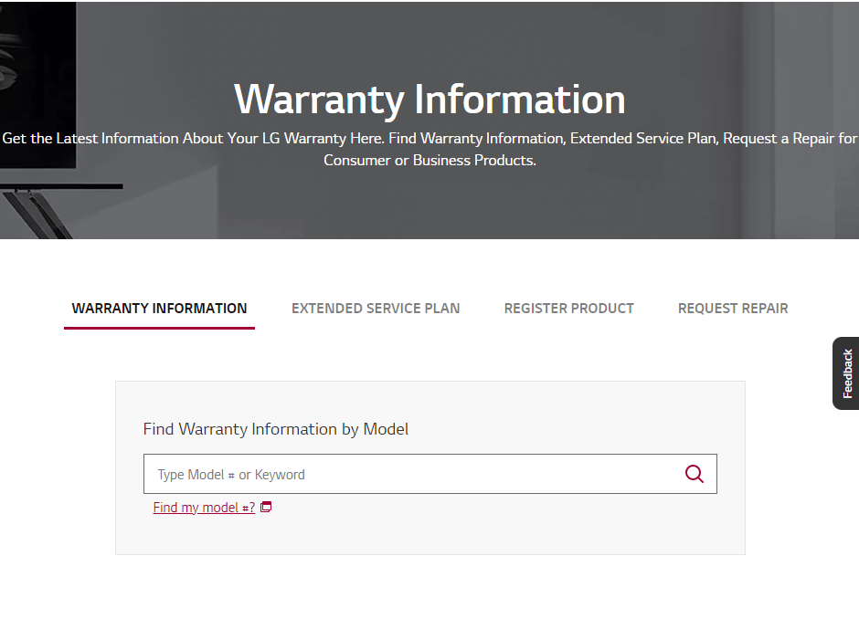 Check LG TV Warranty via Website
