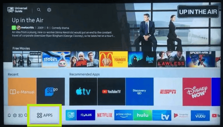 Apps section on Samsung Smart TV. 
