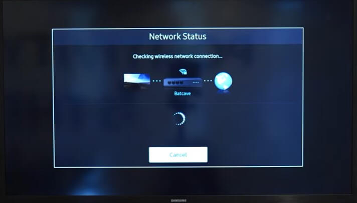Internet connection test to change the DNS settings on Samsung TV