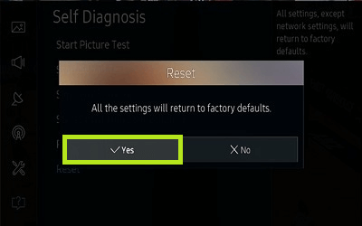 Select Yes and Fix Error Code 152 on Samsung Smart TV. 