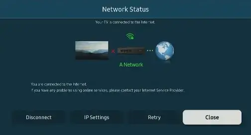 Check the network Status and Fix Samsung Smart TV Error Code 202