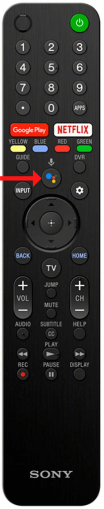 Press Google Assistant or Mic button on Sony TV remote
