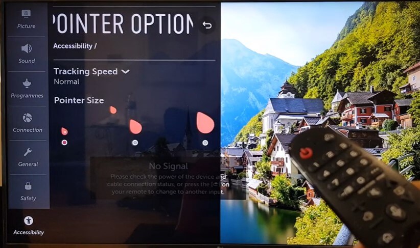 Pointer Size option on LG smart TV